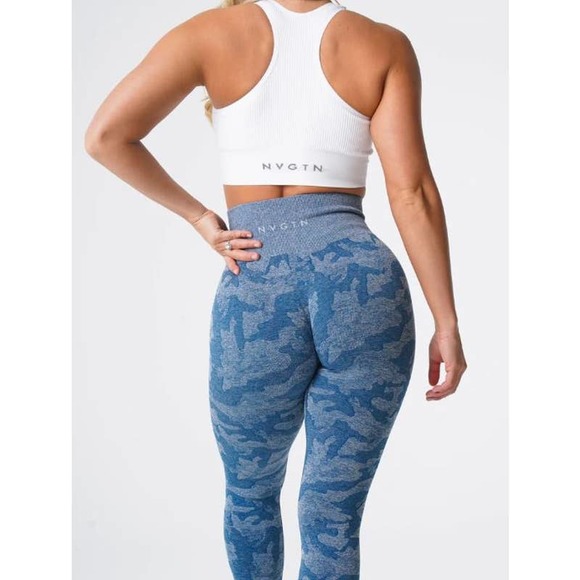 NVGTN Pants - NVGTN Slate Blue Camo Seamless Leggings Compressive High Waisted Size XS